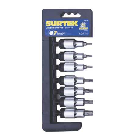 F5801T Juego de dados con punta Torx cuadro de 1/2" 7 piezas Surtek