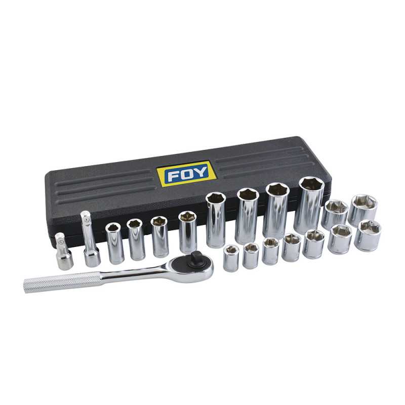 140437 Juego de dados y accesorios cuadro de 3/8" métrico 20 piezas Foy