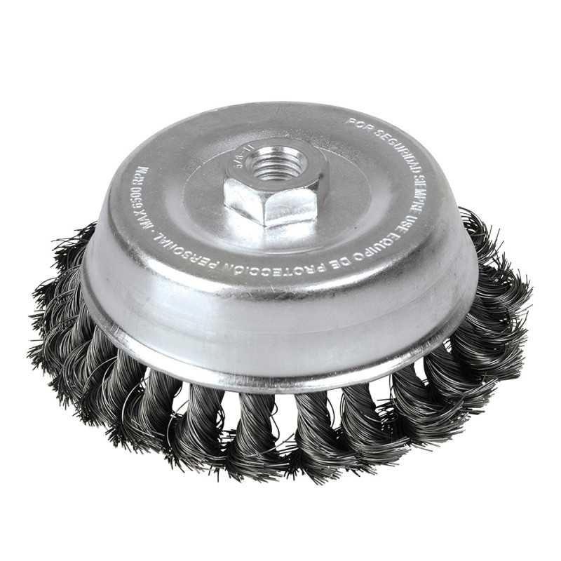 C309 Carda copa trenzada alambre grueso 4" x 0.50 con rosca 5/8" Foy C309 Carda copa trenzada alambre grueso 4" x 0.50 con rosca 5/8" Foy