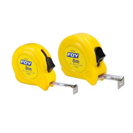 142123 Flexómetro con carcasa de plástico amarillo 3 m x 1/2" Foy