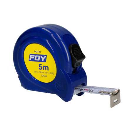 142121 Flexómetro con carcasa de plástico azul 5 m x 3/4" Foy