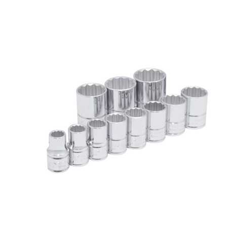 54111 Juego de dados cuadro de 1/2" 12 puntas en pulgadas en riel 11 piezas Urrea