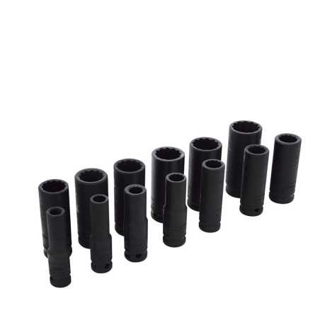 74103 Juego de dados largos de impacto cuadro de 1/2" 12 puntas en pulgadas 13 piezas Urrea
