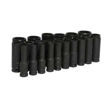74216 Juego de dados largos de impacto cuadro de 1/2" 6 puntas métricos 25 piezas Urrea