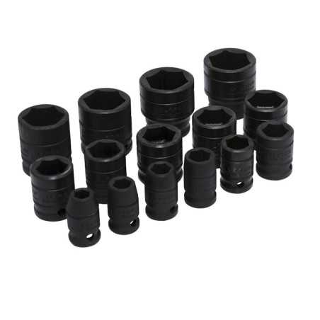 74104 Juego de dados de impacto cuadro de 1/2" 6 puntas en pulgadas 15 piezas Urrea