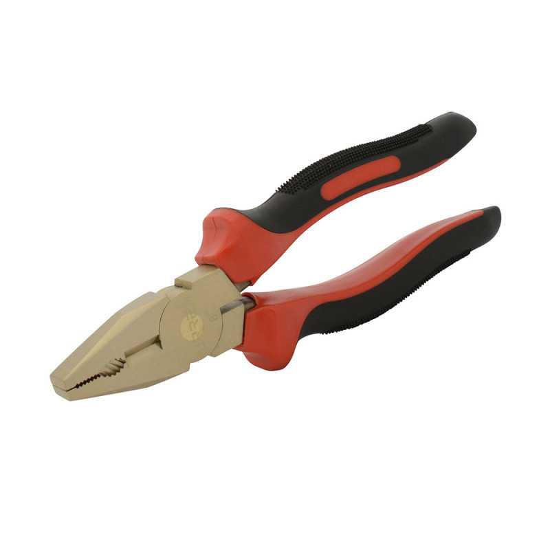 UH268 Pinza de bronce-aluminio antichispa con mango bimaterial 8" para electricista Urrea