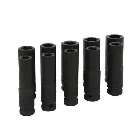 73212M Juego de dados largos de impacto cuadro de 1/2" métricos 6 puntas 10 piezas Urrea