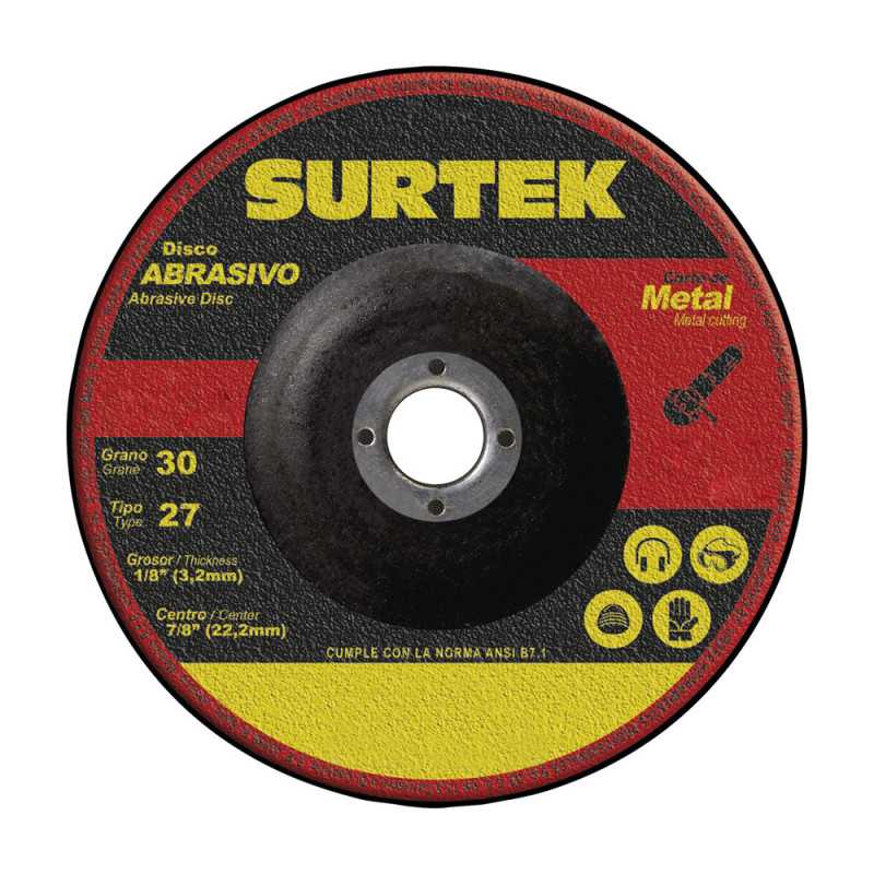 123326 Disco abrasivo tipo 27 para metal 7" x 1/8" Surtek 123326 Disco abrasivo tipo 27 para metal 7" x 1/8" Surtek