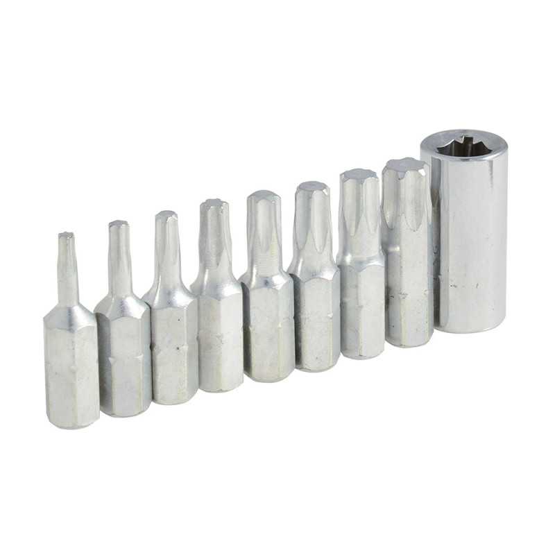 PFTX9 Juego de puntas Torx hexágono de 1/4" con adaptador 9 piezas Surtek