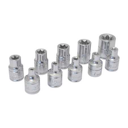 5200TX Juego de dados Torx hembra cuadro de 3/8" en riel 10 piezas Urrea