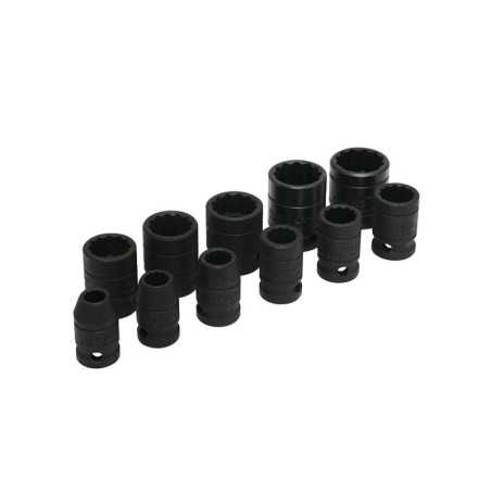 74101 Juego de dados de impacto cuadro de 1/2" 12 puntas en pulgadas 11 piezas Urrea