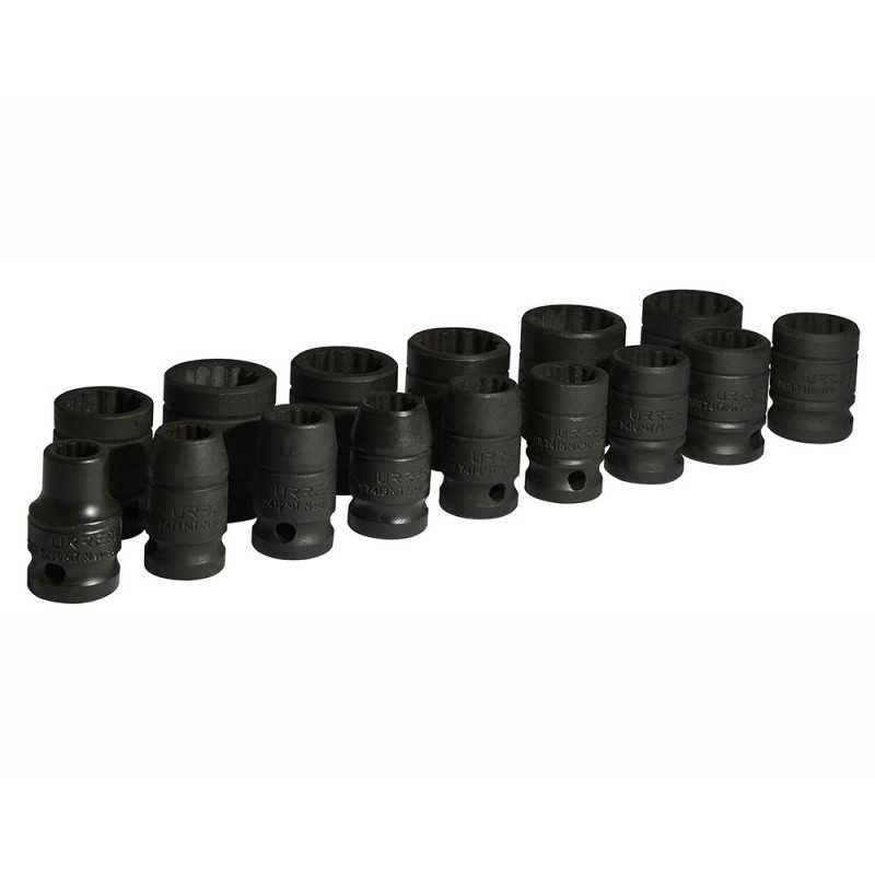 74201 Juego de dados de impacto cuadro de 1/2" 12 puntas métricos 15 piezas Urrea 74201 Juego de dados de impacto cuadro de 1/2" 12 puntas métricos 15 piezas Urrea