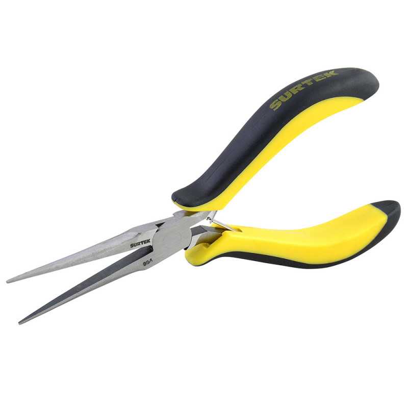 954 Mini pinza para electrónica con mango bimaterial de 5-7/8" punta aguja Surtek