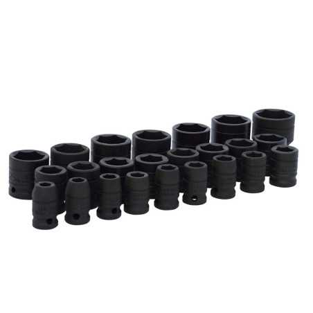 74206 Juego de dados de impacto cuadro de 1/2" 6 puntas métricos 24 piezas Urrea