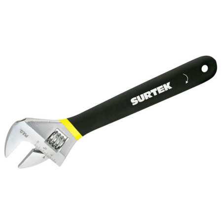 508P Llave ajustable cromada con mango grip de plastisol 8" Surtek
