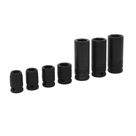 7400CA Juego de dados de impacto combinados cuadro de 1/2" 6 puntas en pulgadas 7 piezas Urrea