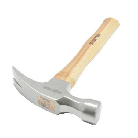 416PR Martillo de uña recta pulido con mango de madera de 14" 16 oz Surtek