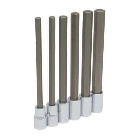 54416L Juego de dados con punta hexagonal extra larga cuadro de 1/2" en pulgadas 6 piezas Urrea