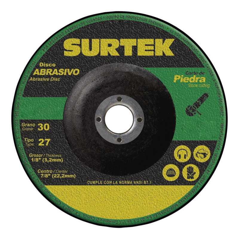 123331 Disco abrasivo tipo 27 para piedra 7" x 1/8" Surtek