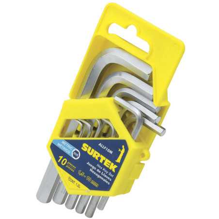 ALLF10M Juego de llaves hexagonales tipo "L" métricas 10 piezas Surtek