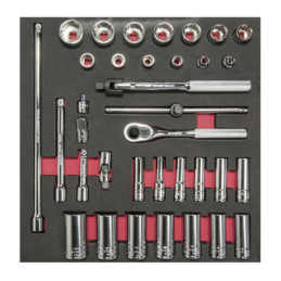 CH219 Juego de dados de impacto cortos y largos métricos cuadro de 1/2" 30 piezas Urrea