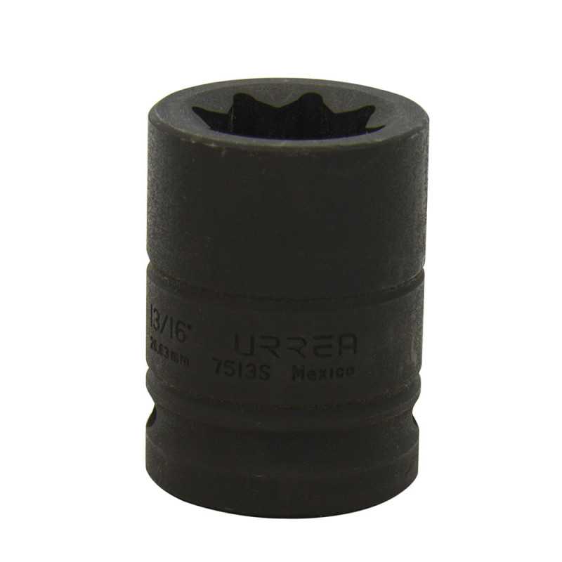7513S Dado de impacto cuadro de 3/4" 8 puntas en pulgadas 13/16" Urrea 7513S Dado de impacto cuadro de 3/4" 8 puntas en pulgadas 13/16" Urrea