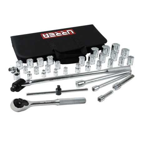 5452PT Juego de dados y accesorios cuadro de 3/8" y 1/2" en pulgadas 35 piezas Urrea