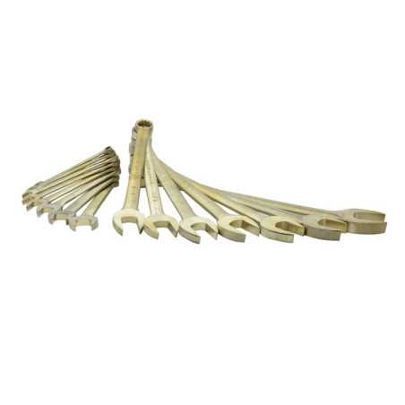 UH1200F Juego de llaves combinadas de bronce-aluminio antichispa en pulgadas 12 puntas 15 piezas Urrea