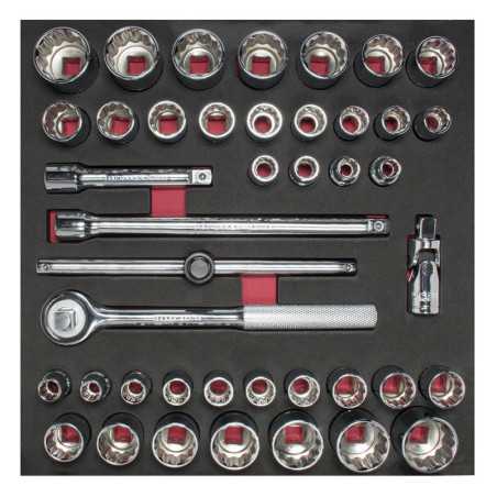 CH203 Juego de dados cortos y accesorios cuadro de 1/2" combinados 42 piezas Urrea
