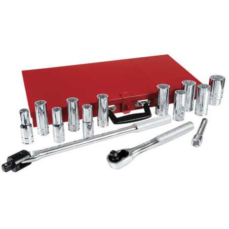 5300A Juego de dados largos y accesorios cuadro de 1/2" en pulgadas 15 piezas Urrea