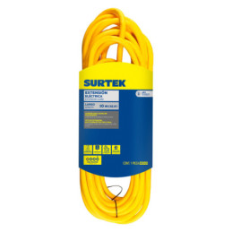 Extensión eléctrica uso extra rudo aterrizada color amarillo, 10 m Surtek