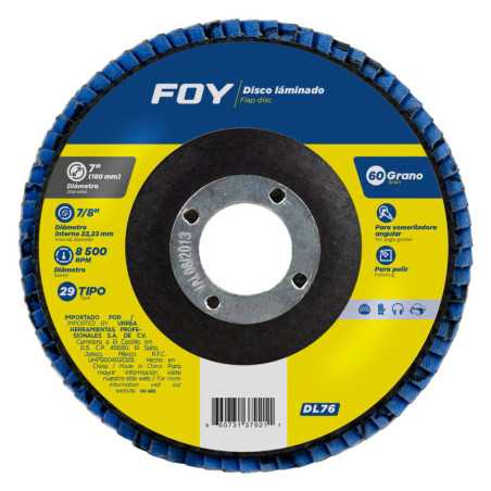 DL76 Disco laminado tipo 29 grano 60, 7" Foy