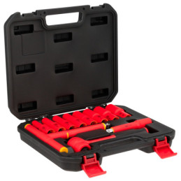 Juego de dados y accesorios cuadro de 1/2" métricos para 1000 V, 11 piezas Urrea