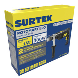 Rotomartillo 1/2" 900 W 127 V, 0 - 3,200 RPM con botón de traba para trabajos continuos Surtek