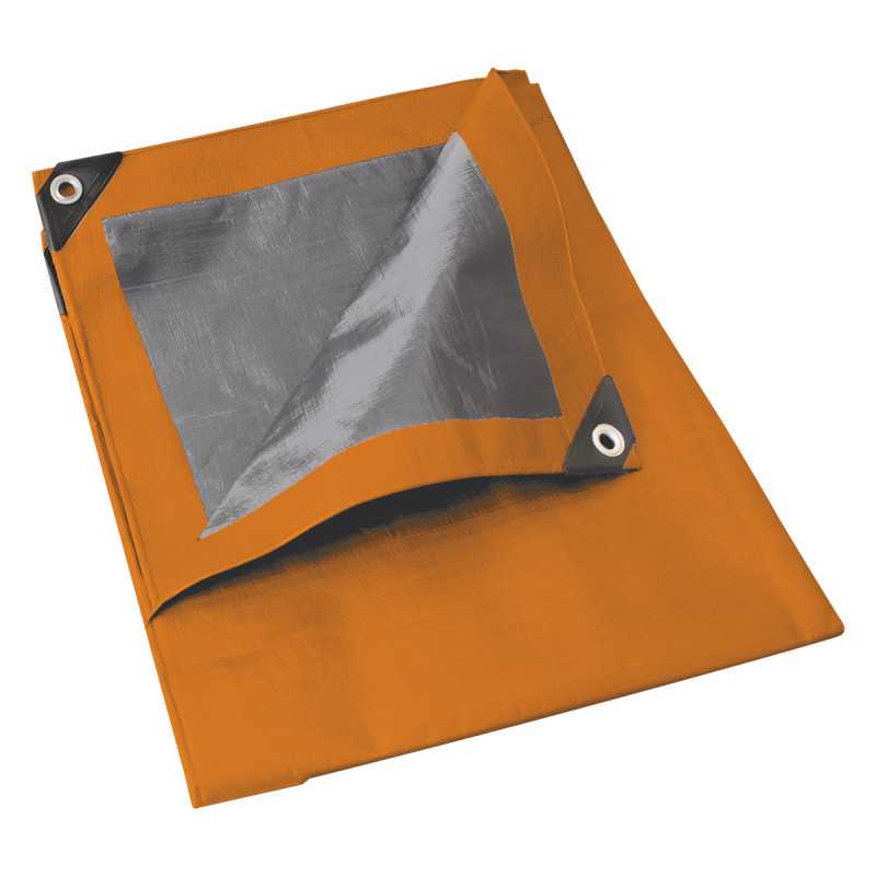 Lona de polietileno color naranja con fondo plata, 4 x 6 m Foy Lona de polietileno color naranja con fondo plata, 4 x 6 m Foy
