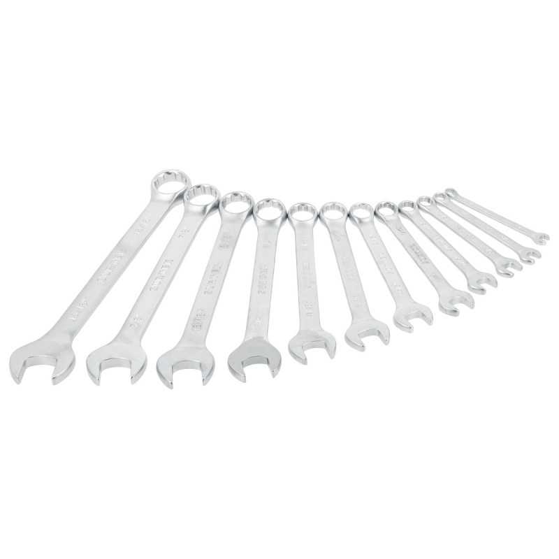 Juego de llaves combinadas satinadas métricas, 12 puntas, 12 piezas en rack Surtek Juego de llaves combinadas satinadas métricas, 12 puntas, 12 piezas en rack Surtek