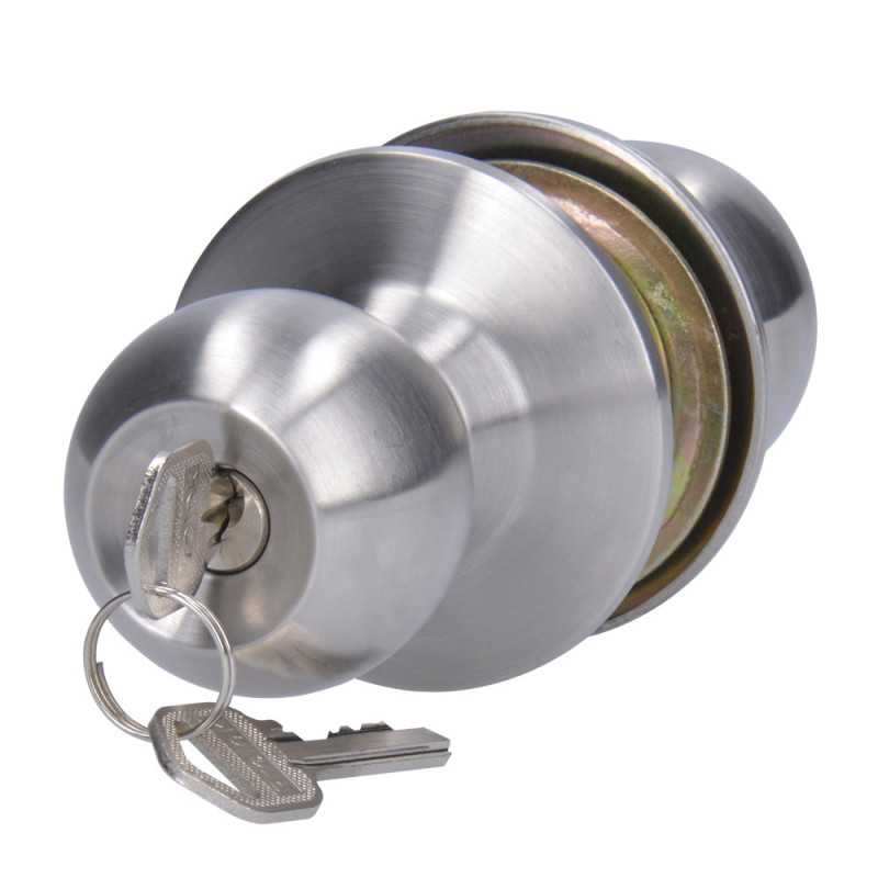 Pomo cilíndrico bola para constructora función entrada, acero inoxidable, llave std, caja Prolok Pomo cilíndrico bola para constructora función entrada, acero inoxidable, llave std, caja Prolok