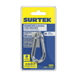 Gancho rápido con seguro 6 x 60 mm Surtek