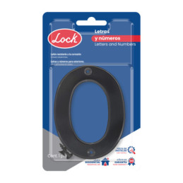Número 0 slim 4" negro Lock