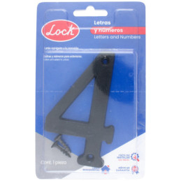 Número 4 slim 4" negro Lock
