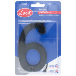 Número 6 slim 4" negro Lock