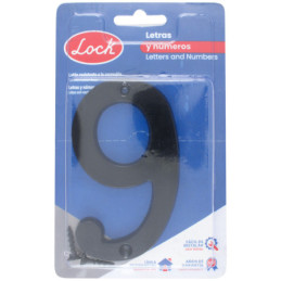 Número 9 slim 4" negro Lock