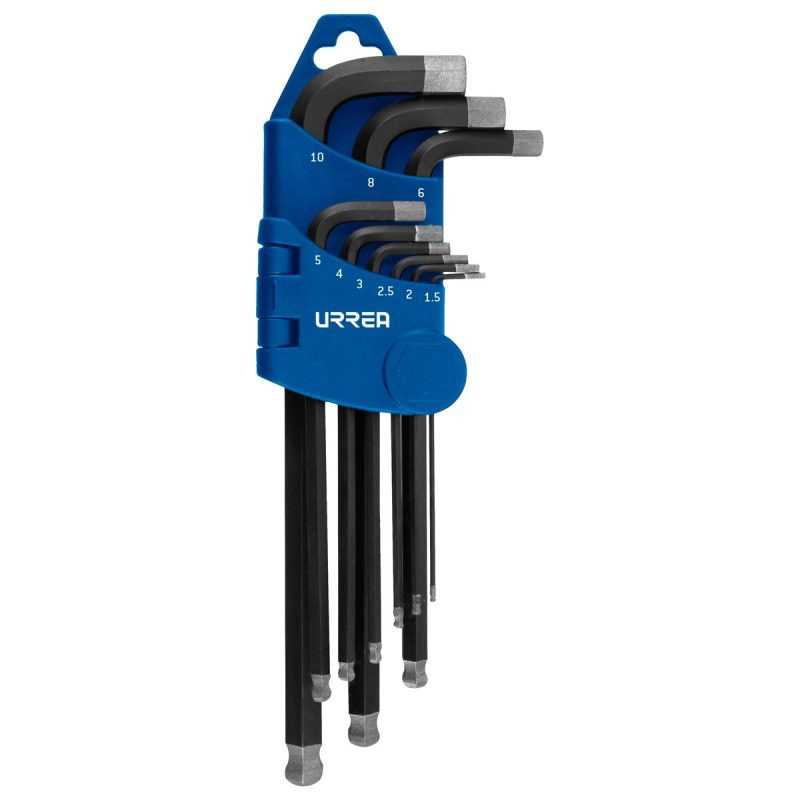4996D Juego de llaves hexagonales tipo "L" punta de bola diamante, combinadas, 9 piezas Urrea