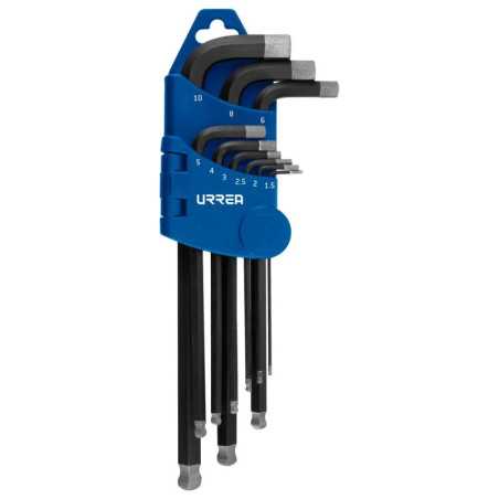 4996D Juego de llaves hexagonales tipo "L" punta de bola diamante, combinadas, 9 piezas Urrea