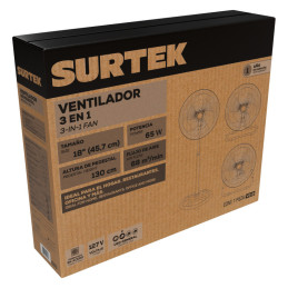 Ventilador 3 en 1, 3 velocidades, 18" Surtek Ventilador 3 en 1, 3 velocidades, 18" Surtek