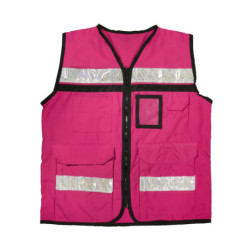 USCH82 Chaleco de seguridad tipo supervisor cerrado con reflejante rosa M Urrea