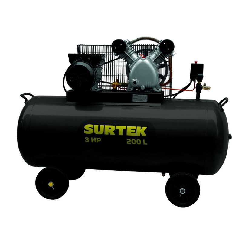 COMP6200B Compresor de aire eléctrico con transmisión de banda 200 Lt 3 HP 127 V Surtek COMP6200B Compresor de aire eléctrico con transmisión de banda 200 Lt 3 HP 127 V Surtek