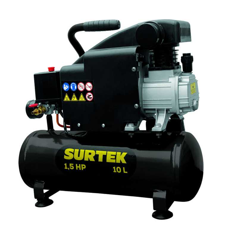 COMP410 Compresor de aire eléctrico lubricado 10 Lt 1.5 HP 127 V Surtek COMP410 Compresor de aire eléctrico lubricado 10 Lt 1.5 HP 127 V Surtek