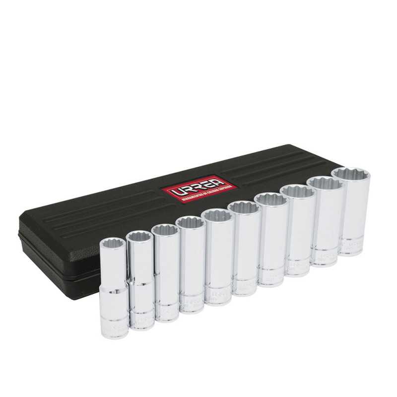 5400PH Juego de dados largos cuadro de 1/2" 12 puntas en pulgadas 10 piezas Urrea 5400PH Juego de dados largos cuadro de 1/2" 12 puntas en pulgadas 10 piezas Urrea