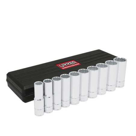 5400PH Juego de dados largos cuadro de 1/2" 12 puntas en pulgadas 10 piezas Urrea